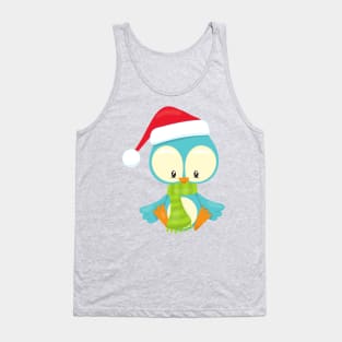 Christmas Bird, Bird With Hat, Bird With Scarf Tank Top